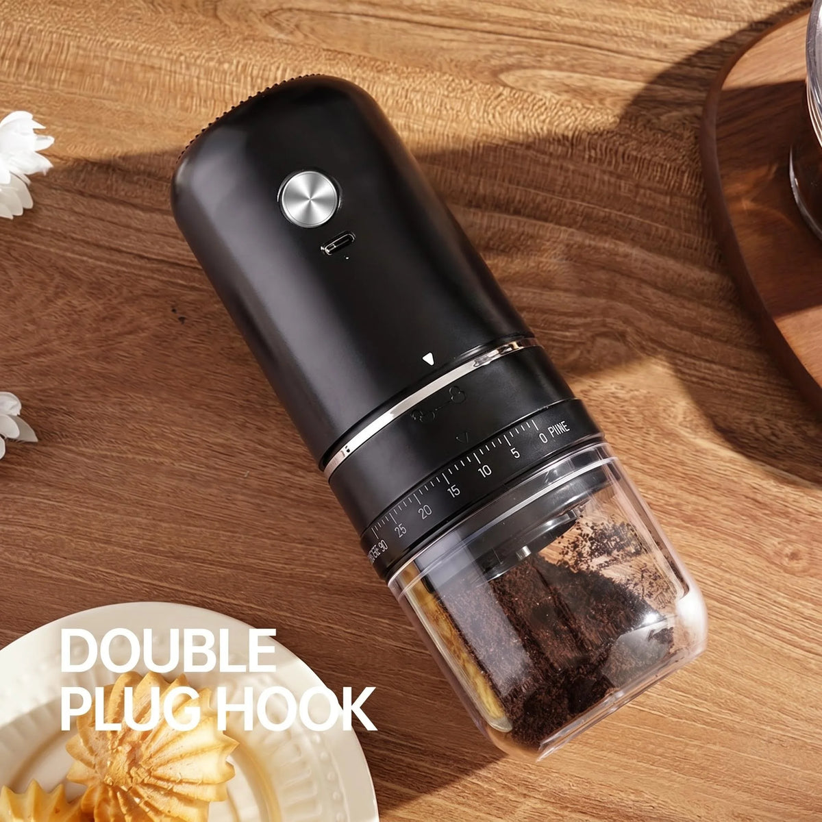 Rechargeable Coffee Grinder with External Grind Adjustment
