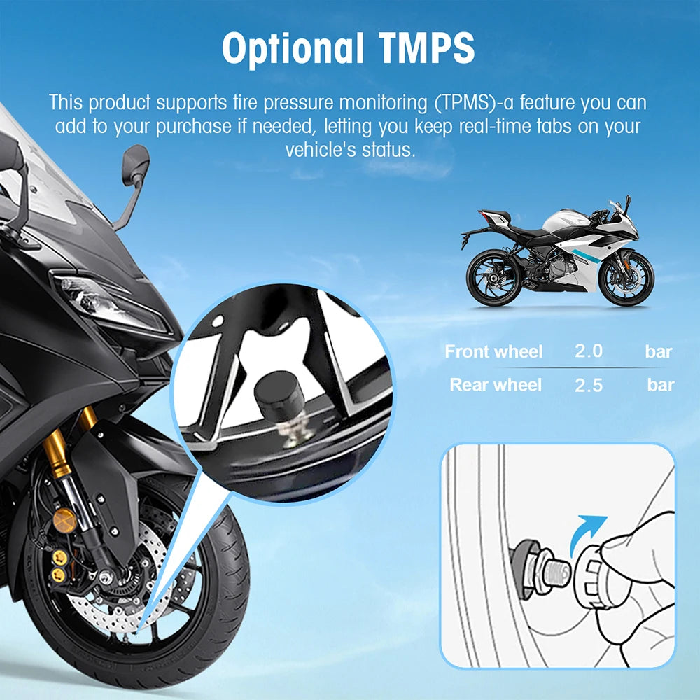 5 Inch Motorcycle Portable GPS Navigation Display with Wireless CarPlay and Android Auto