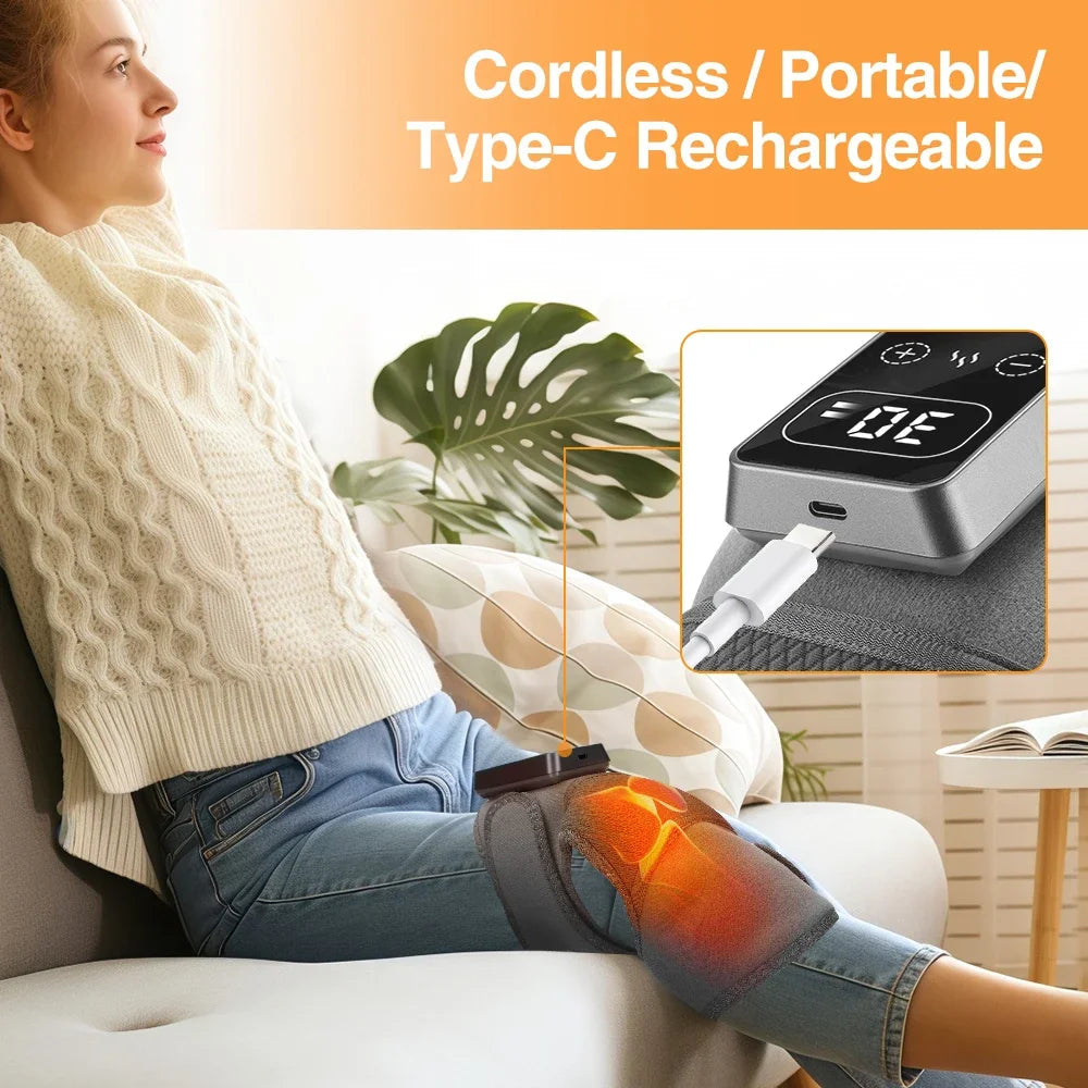 Multifunction Knee Protection Massager 3 Levels Vibrations Massage 5 Levels Hot Compress Leg Joint Muscle Relax Heating Knee Pad 