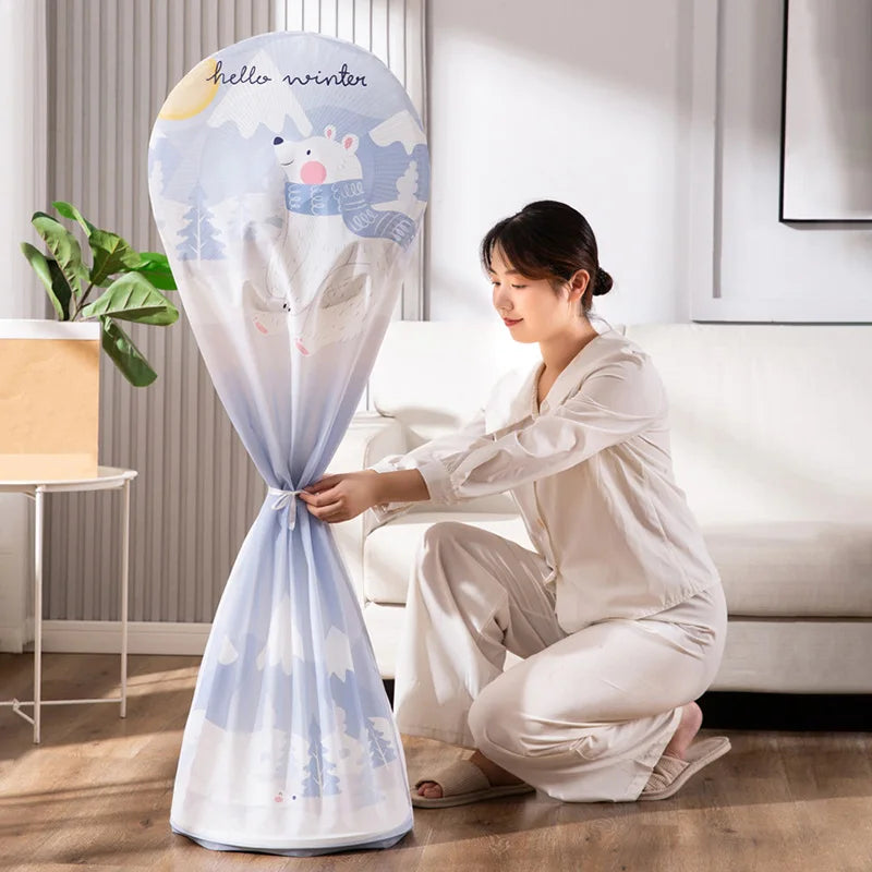 Floor Fan Cover Washable Waterproof Dustproof Standing Round Electric Fan Protective Cover Household Universal Storage Cover 
