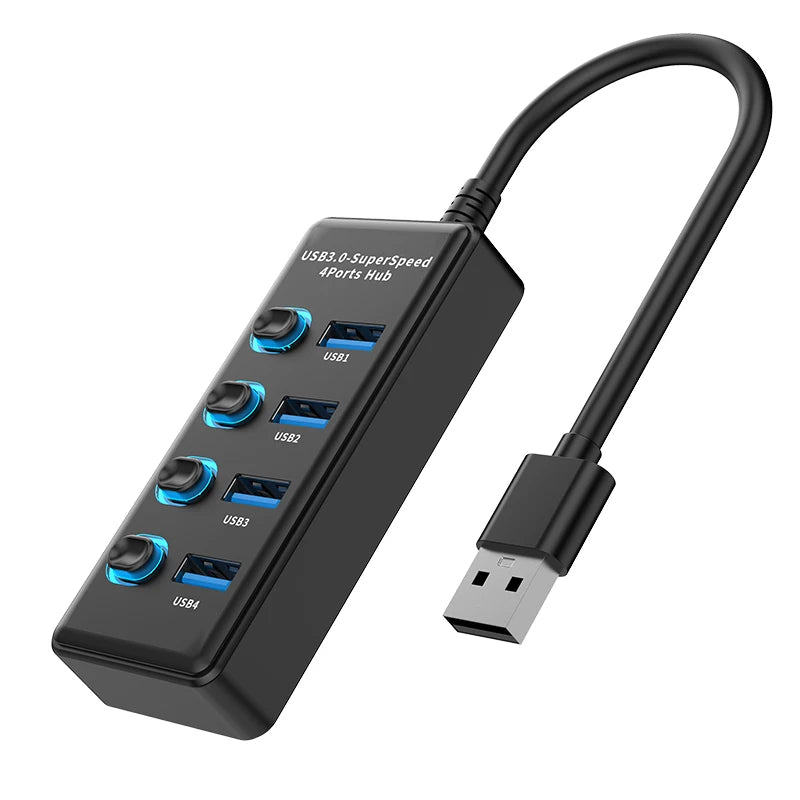 USB Hub with Long-Cable Options - Four to Eleven Ports