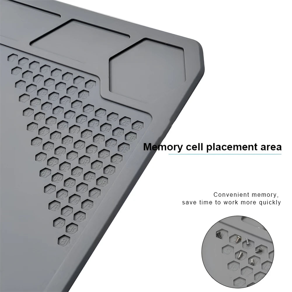 Silicone Electronics Repair Mat with Parts Trays, 35 × 22 cm