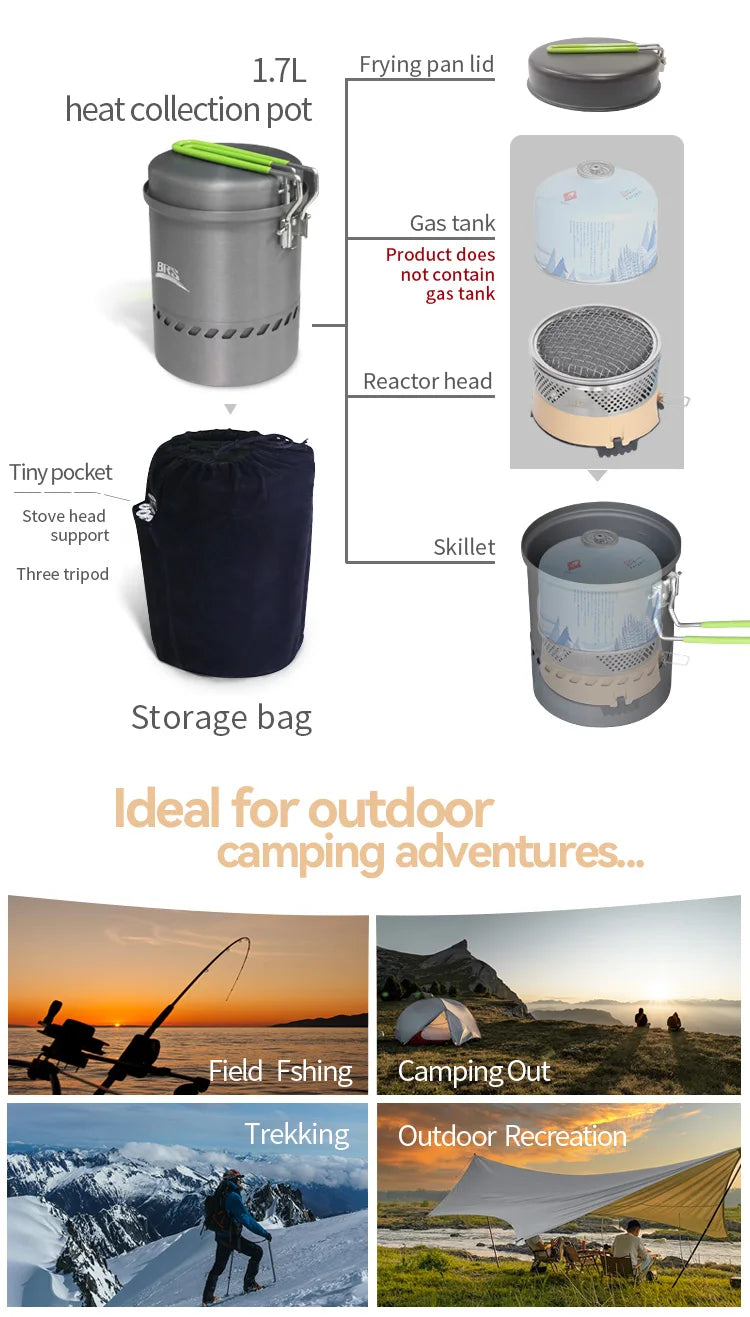 1900W Backpacking Gas Stove System for Fast Outdoor Cooking