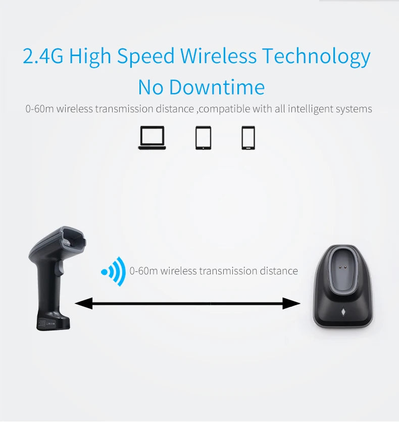 Handheld 1D/2D Barcode Scanner - Connection Options