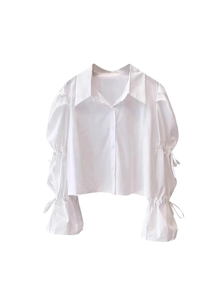Visokokakovostna obleka, 2-delni komplet za pisarniške ženske, preproste bluze z dolgimi rokavi, širokimi rokavi + pleteni telovnik Gyaru Y2k, elegantno dekle Mori
