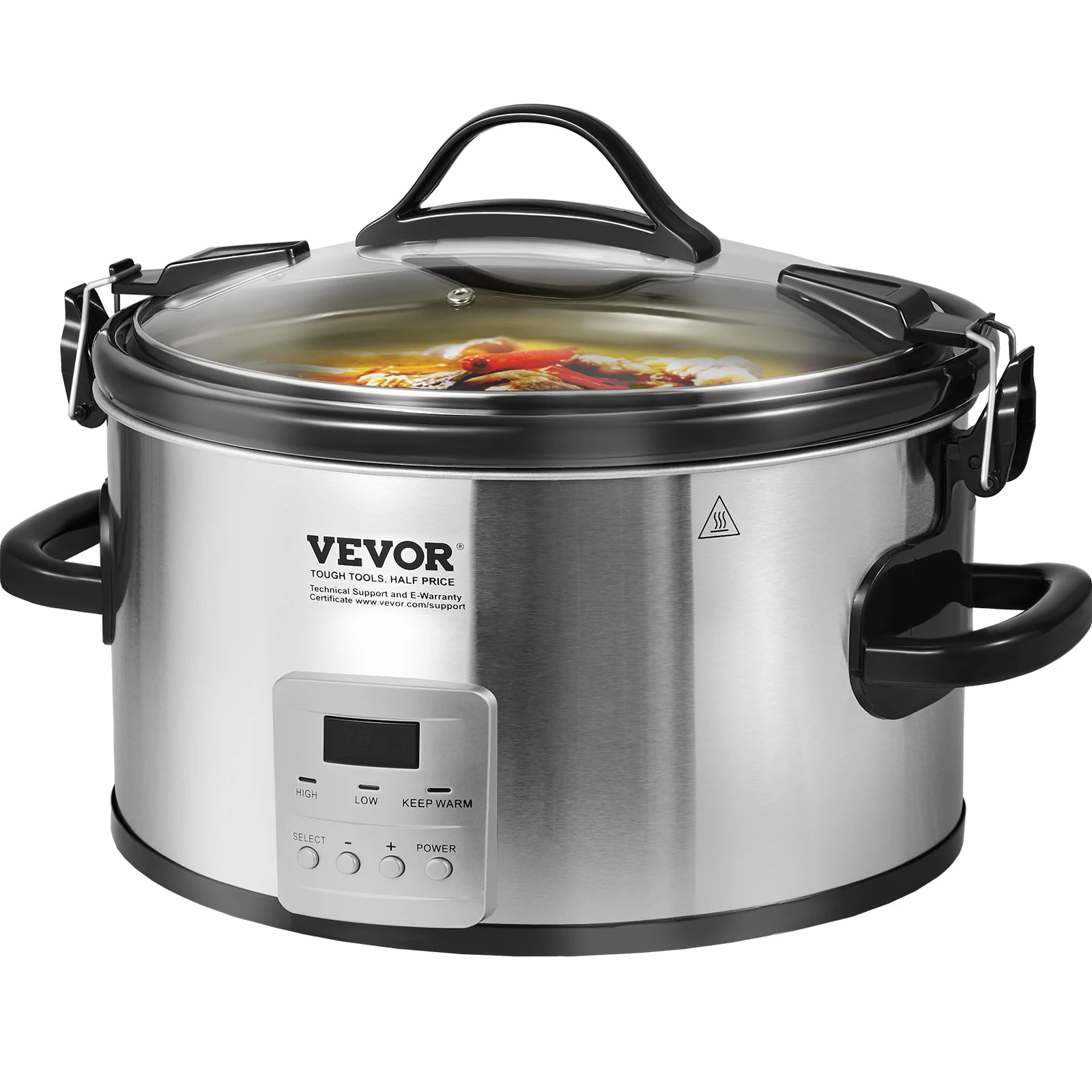8QT Digital Slow Cooker with Ceramic Pot & Locking Lid