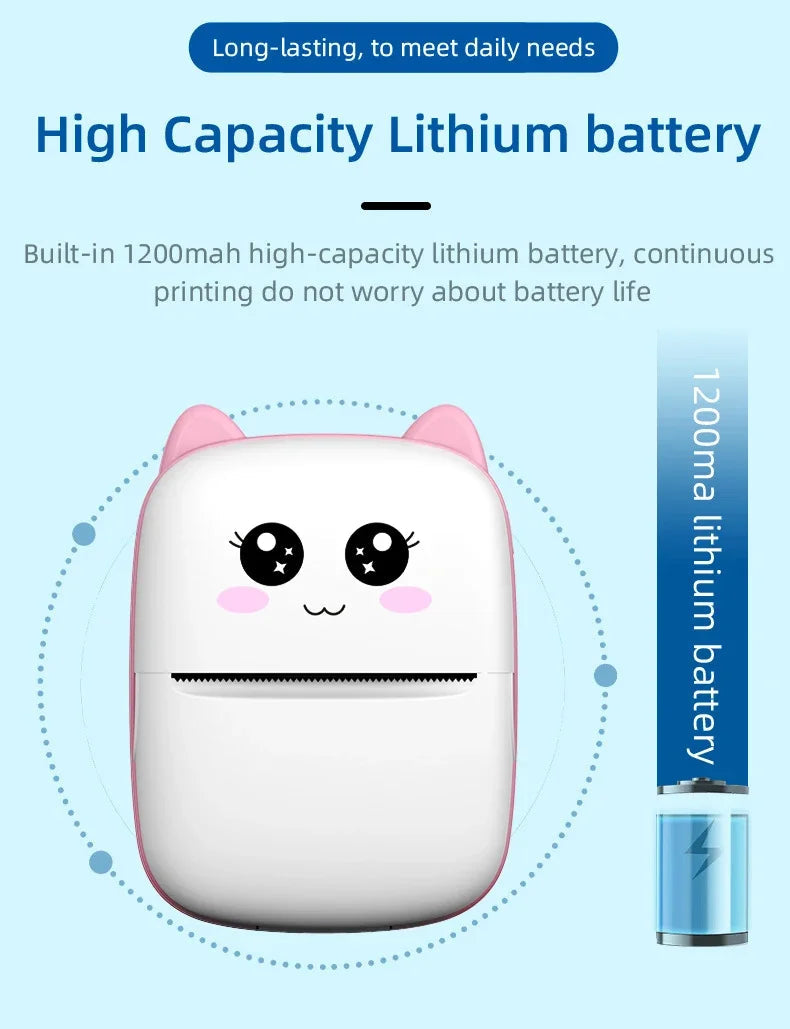 Portable thermal printer mini cat print photo pocket thermal label printer 58mm printing wireless Bluetooth Android iOS printers 