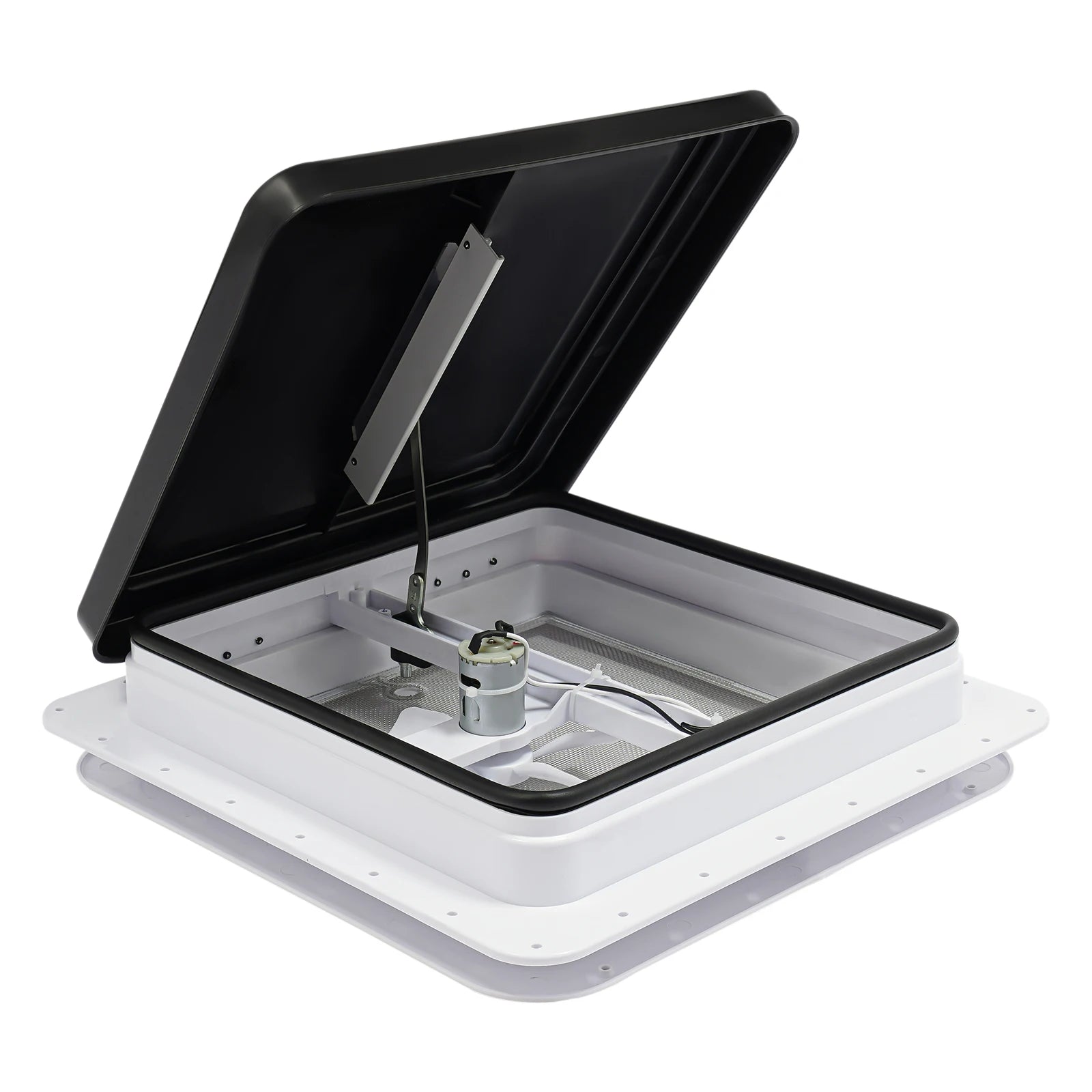 420x420mm RV Roof Vent Skylight Square Caravan Roof Vent Push-pull Window Camper Motorhome Ventilation Exhaust Fan w/ Insect Net