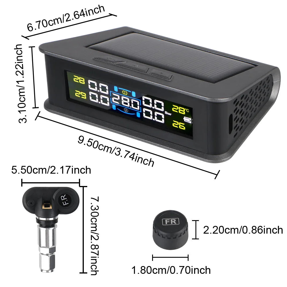 Solar TPMS Tire Pressure Monitoring System with External Sensors