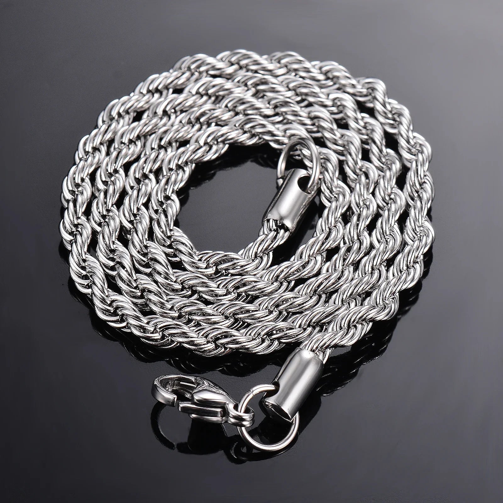 1 piece 925 sterling silver Width 2mm/3mm/4mm Rope Chain Necklace/Bracelet For Men Women Man Fashion Chain Necklace 