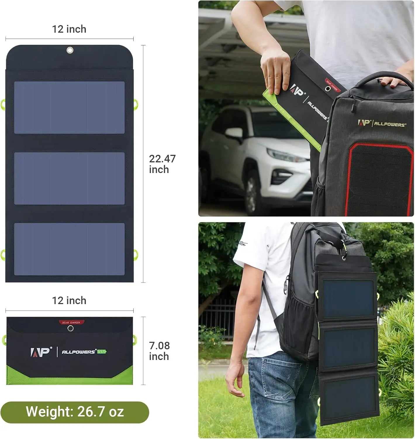 ALLPOWERS Foldable Solar Panel Charger with Battery 21W