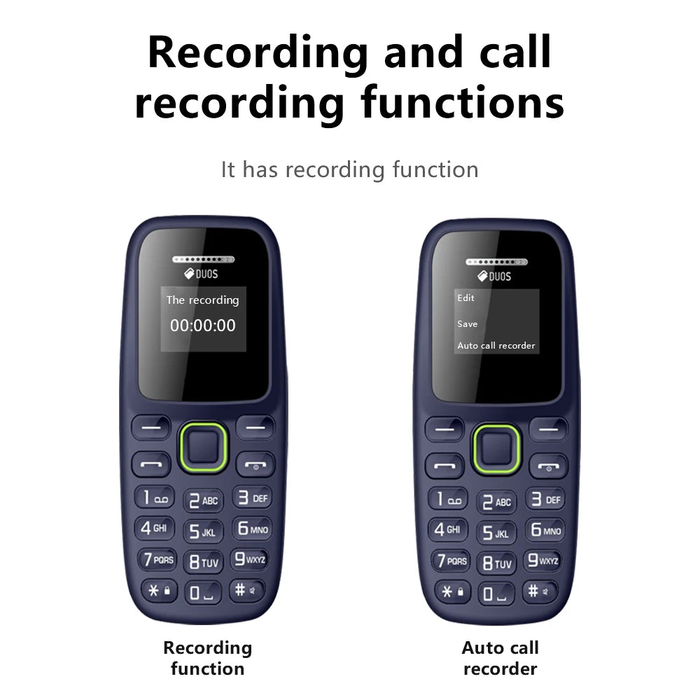 BM310 Small Mobile Phones Unlocked Bluetooth Earphone Telephone Low Radiation Automatic Call Recording Dual SIM Small Cell Phone 