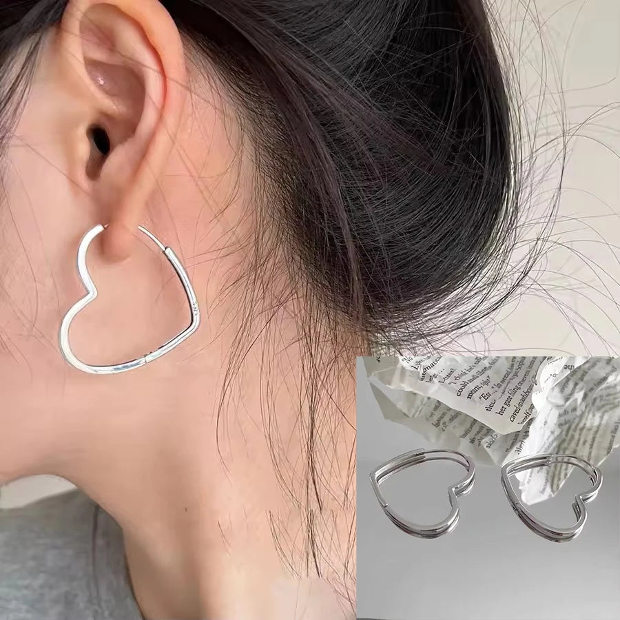 925 Sterling Silver CZ Star Moon Asymmetric Hoop Earrings