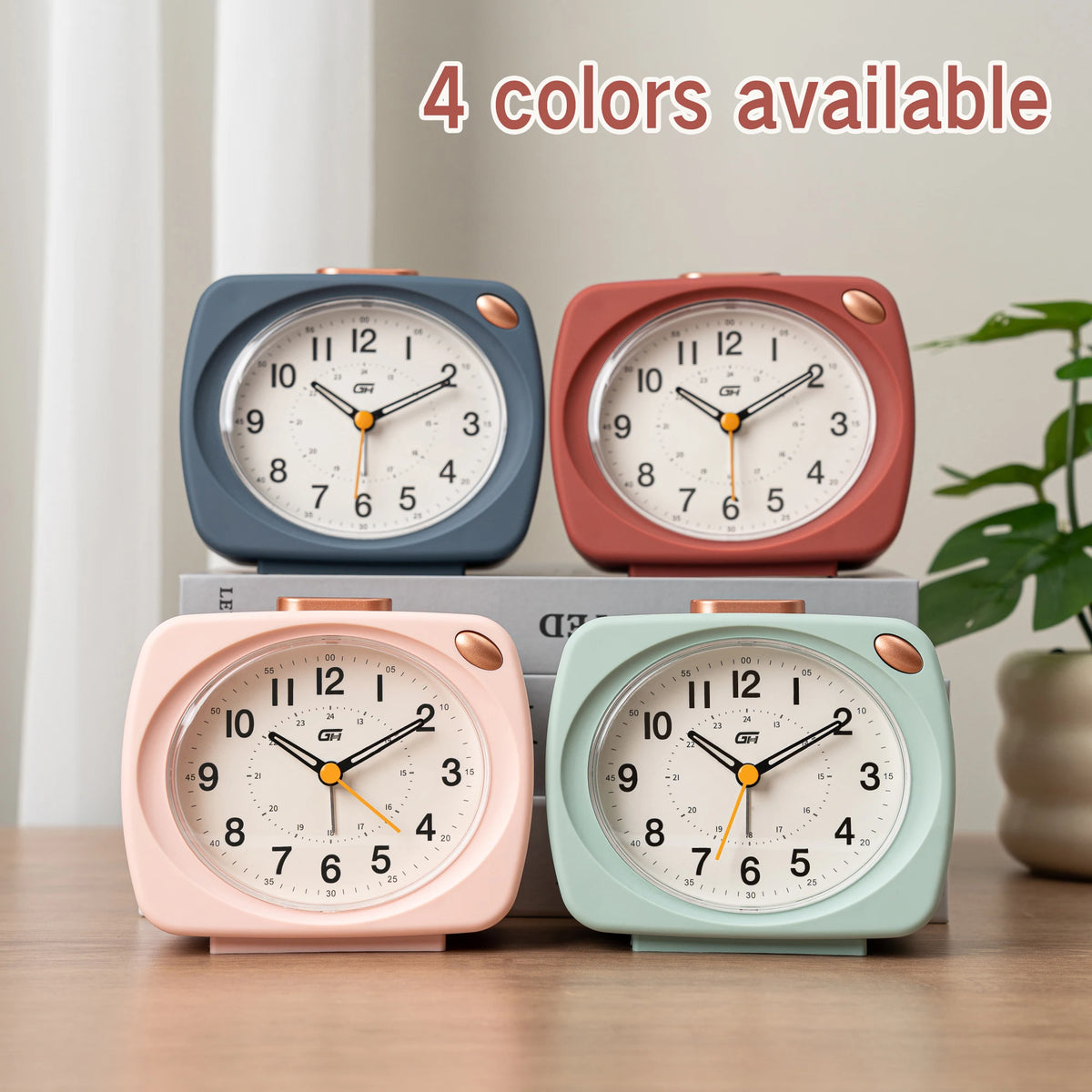 Analogue Alarm Clock with Snooze, Colour Options