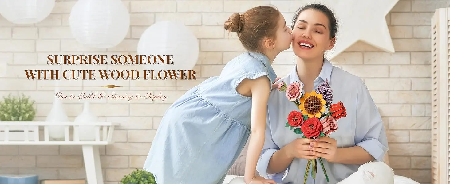 Robotime 3D Ξύλινο Παζλ Σετ Κατασκευής Μπουκέτο Λουλουδιών