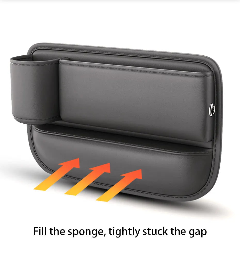 SEAMETAL Car Seat Gap Organizer with Cup Holder Wear-Resistant PU Leather Center Console Storage Bag Universal Seat Gap Filler