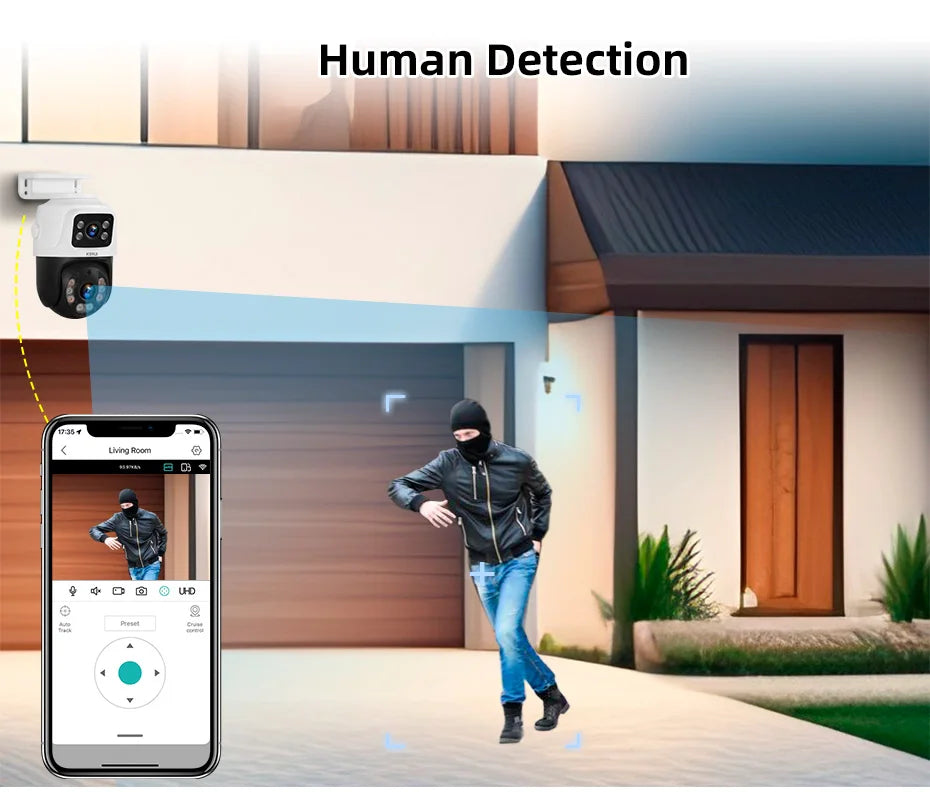 Outdoor 6MP PTZ PoE IP Camera with Human Detection