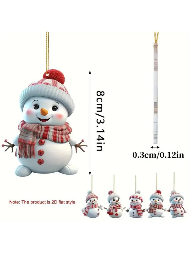 Festive 5-Pack Acrylic Snowman Ornaments