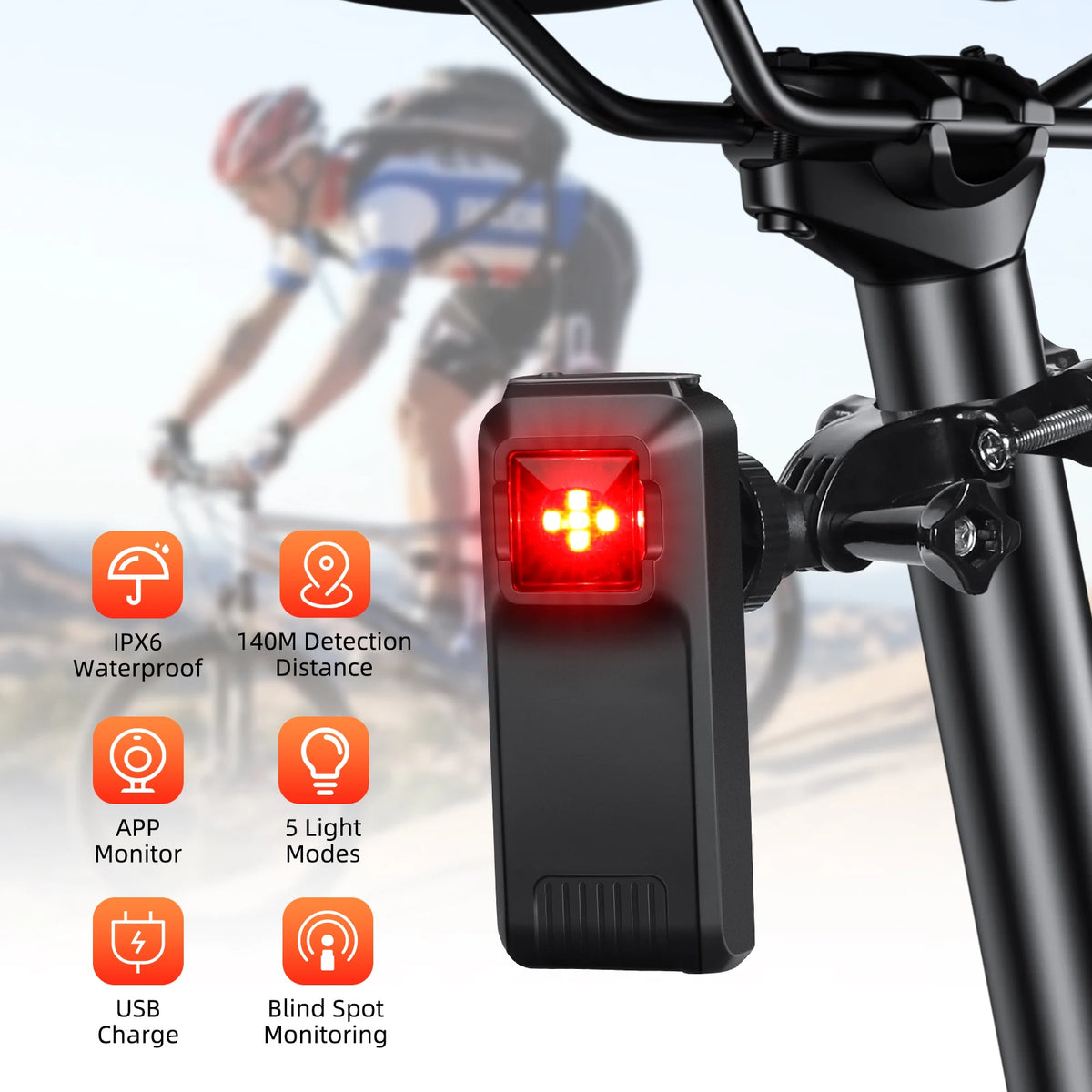 Luz trasera de bicicleta radar W100