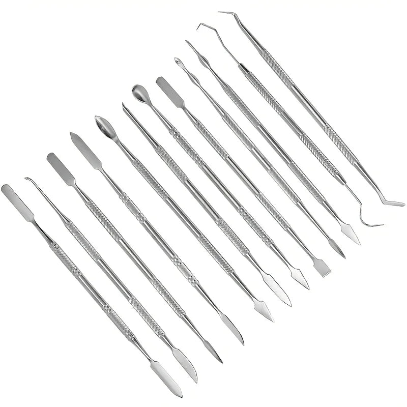 Herramientas de talla de cera de acero inoxidable de doble extremo — 12 piezas