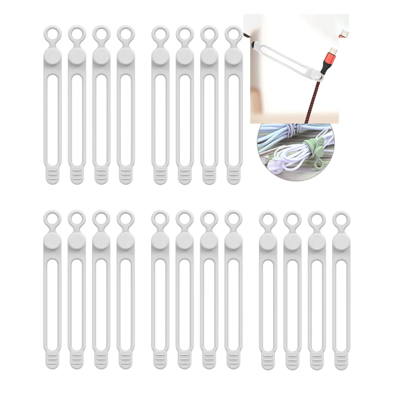 Silicone Cable Ties,Cord Organizer,Cable Straps,Reusable Cord Ties,Travel Cable Organizer ,Cute Elastic Tie, Wire Ties 