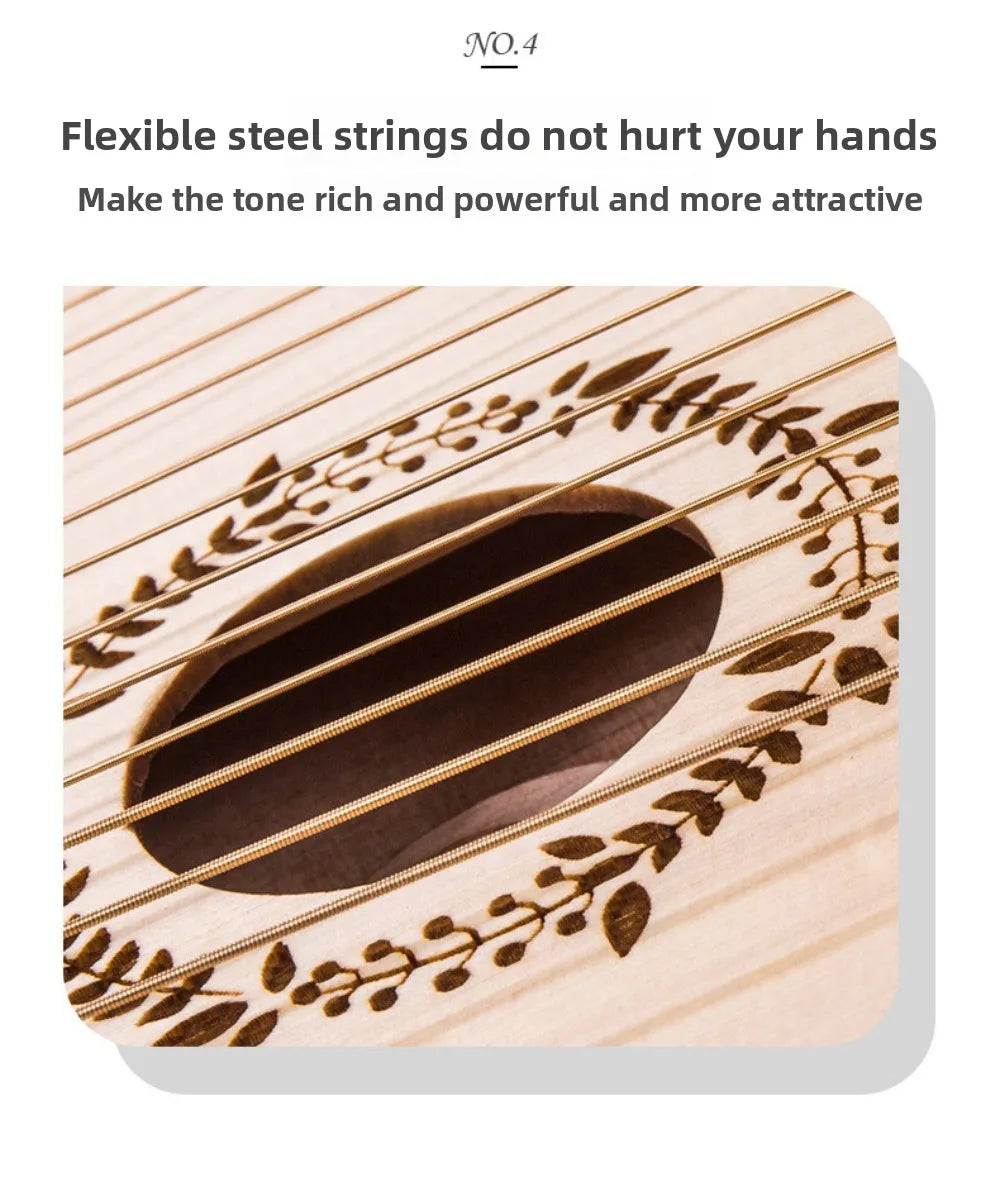 Mahogany Lyre Harp - String and Tuning Options