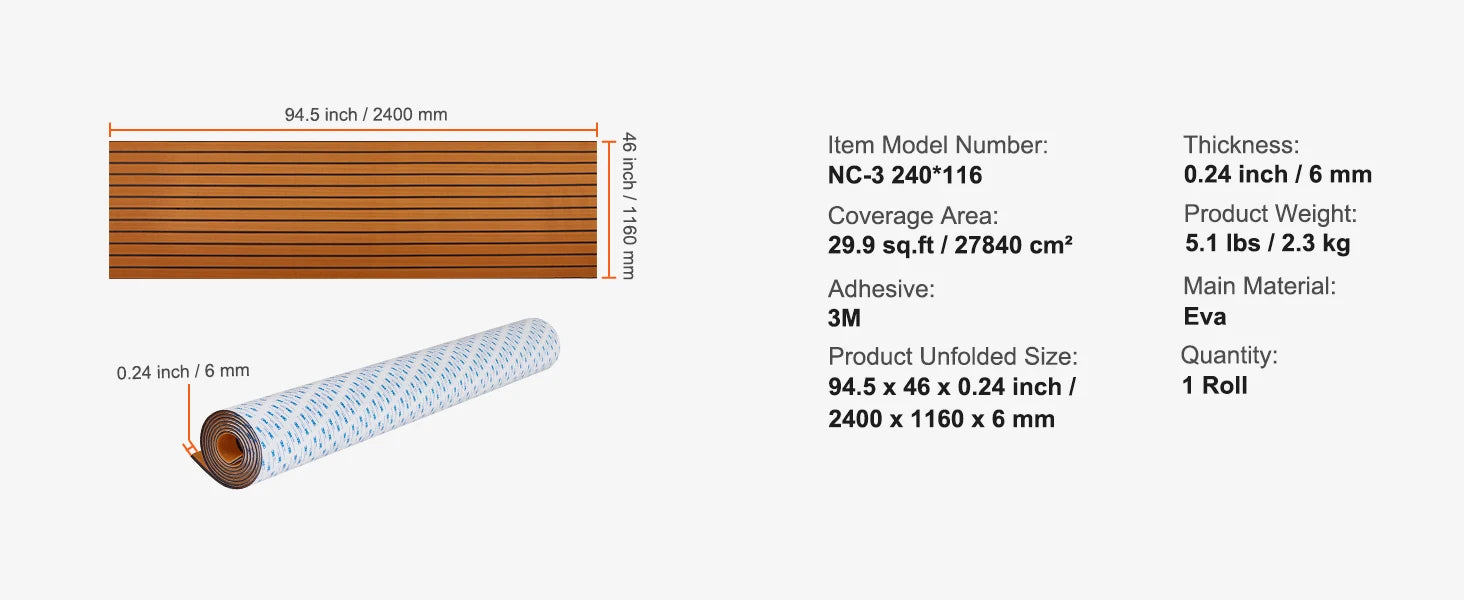 EVA Foam Boat Deck Flooring Non-Slip Self-Adhesive Marine Mat