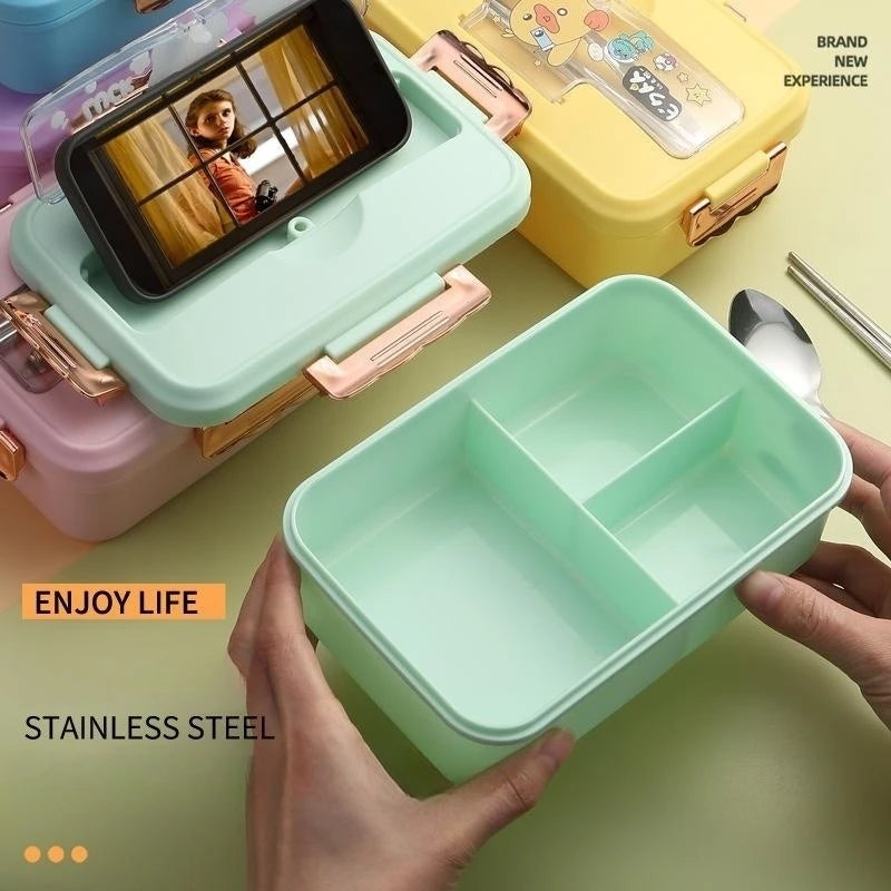 Cartoon Divided Lunch Box, Five Colour Options