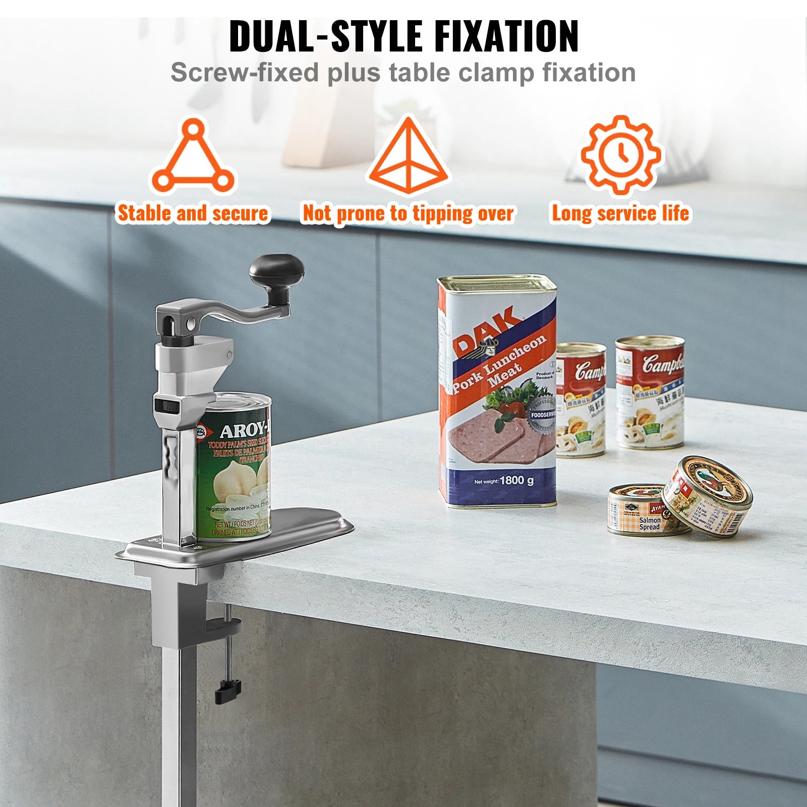 Commercial Manual Can Opener with Table Clamp & Adjustable Height
