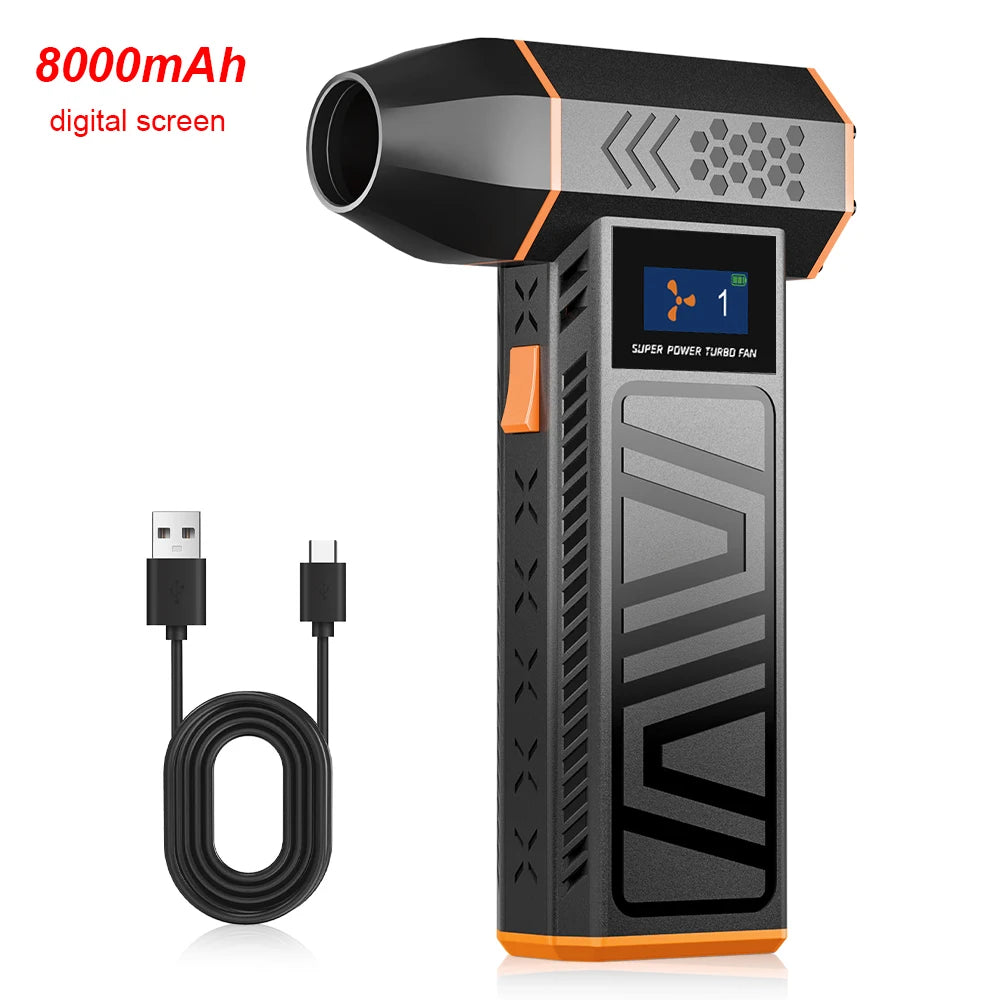 Type-C Charging Car Fan Cleaning Blower Tool 130000RPM Turbo Jet Fan 5 Outlet Nozzles Blowing Snow Electric Air Duster Portable 