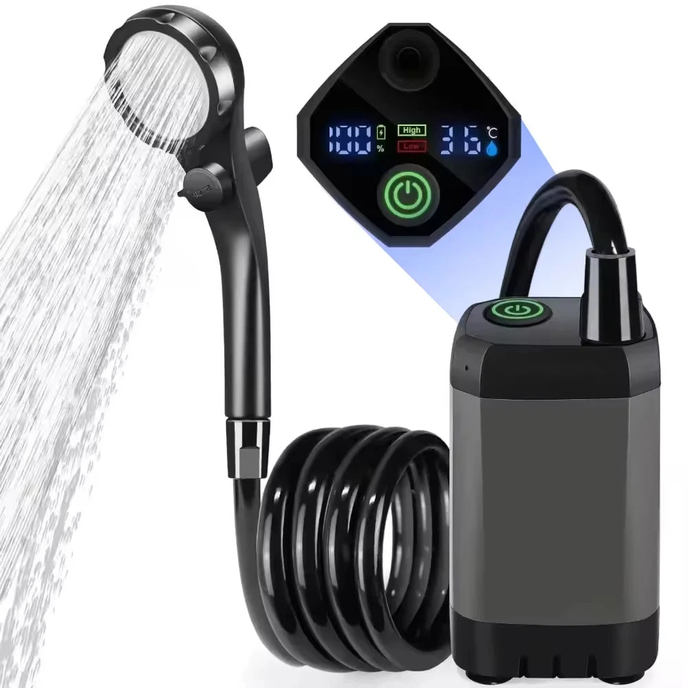 Portable Camping Shower 6000mAh Rechargeable Electric Pump with LED Display