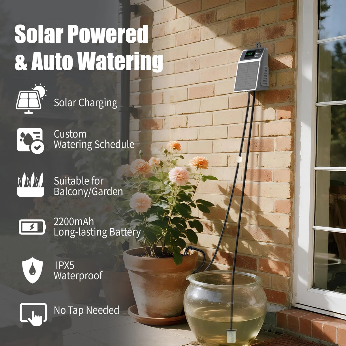 Solcelle Dryppvannings-Timer for Automatisk Plantvanning