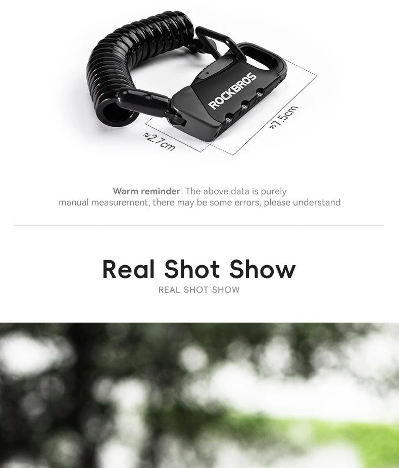 3-Digit Bicycle Cable Lock, 120cm Anti-Theft Lock
