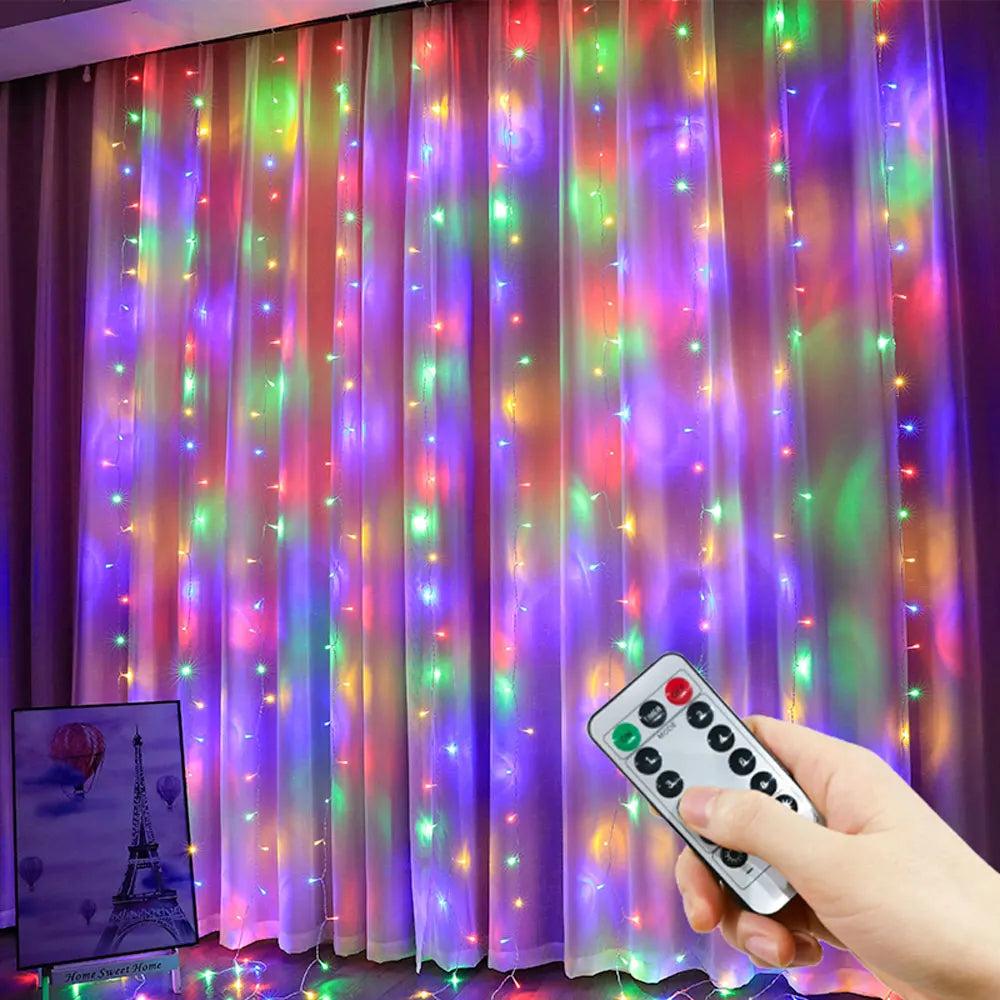 USB Curtain String Lights 8 Modes Fairy Light Christmas Halloween Garland Holiday Led Light Wedding Party Home Bedroom Decor 