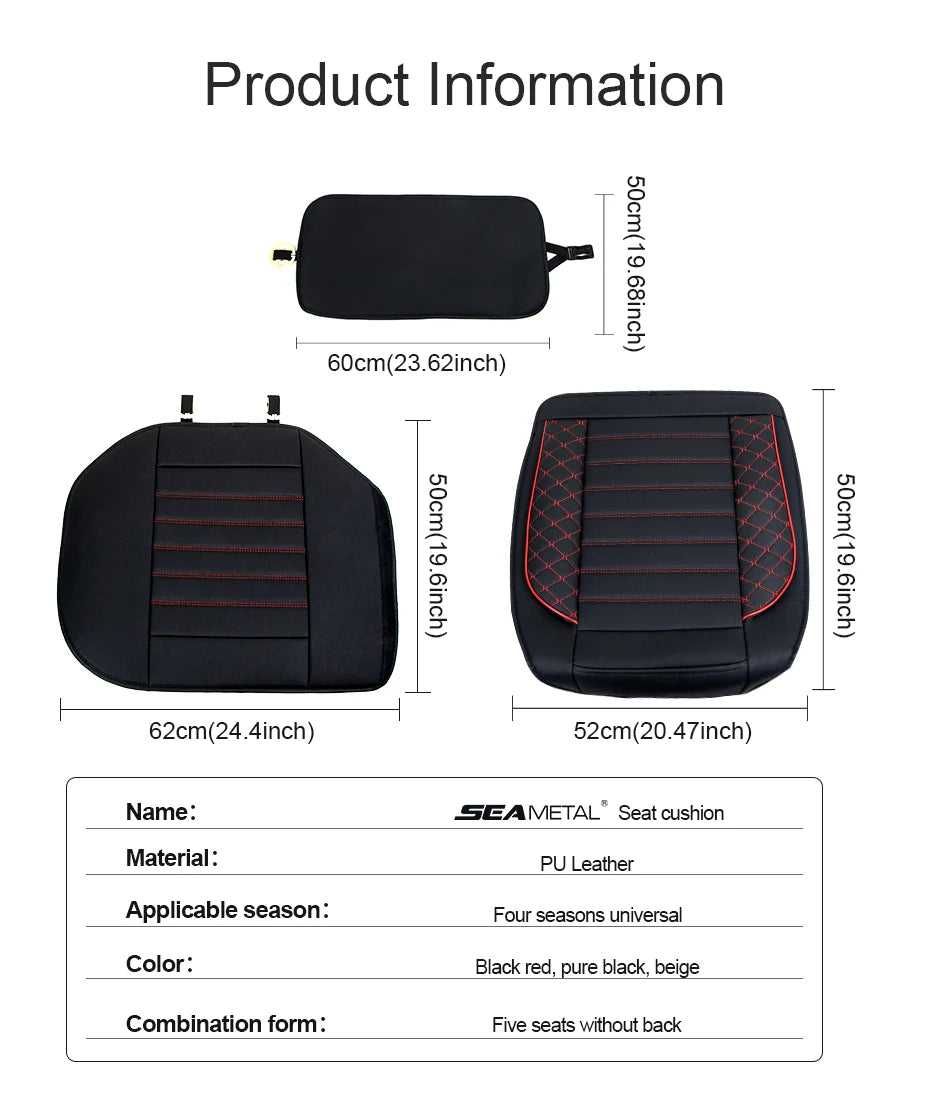 SEAMETAL Full-Surrounded Car Seat Cover Premium PU Leather Auto Seat Protector Cushion Antii Scratch Chair Protection Pad Mat