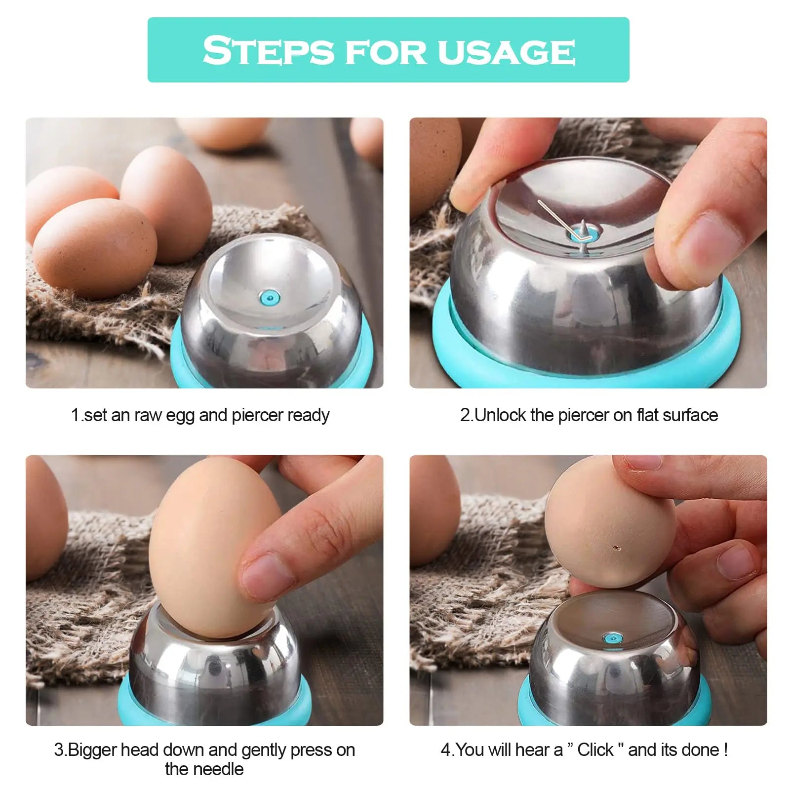Leeseph Egg Piercer, Stainless Steel Needle Egg Hole Puncher Eggs Poacher Endurance Hole Seperater Bakery Kitchen Tool 