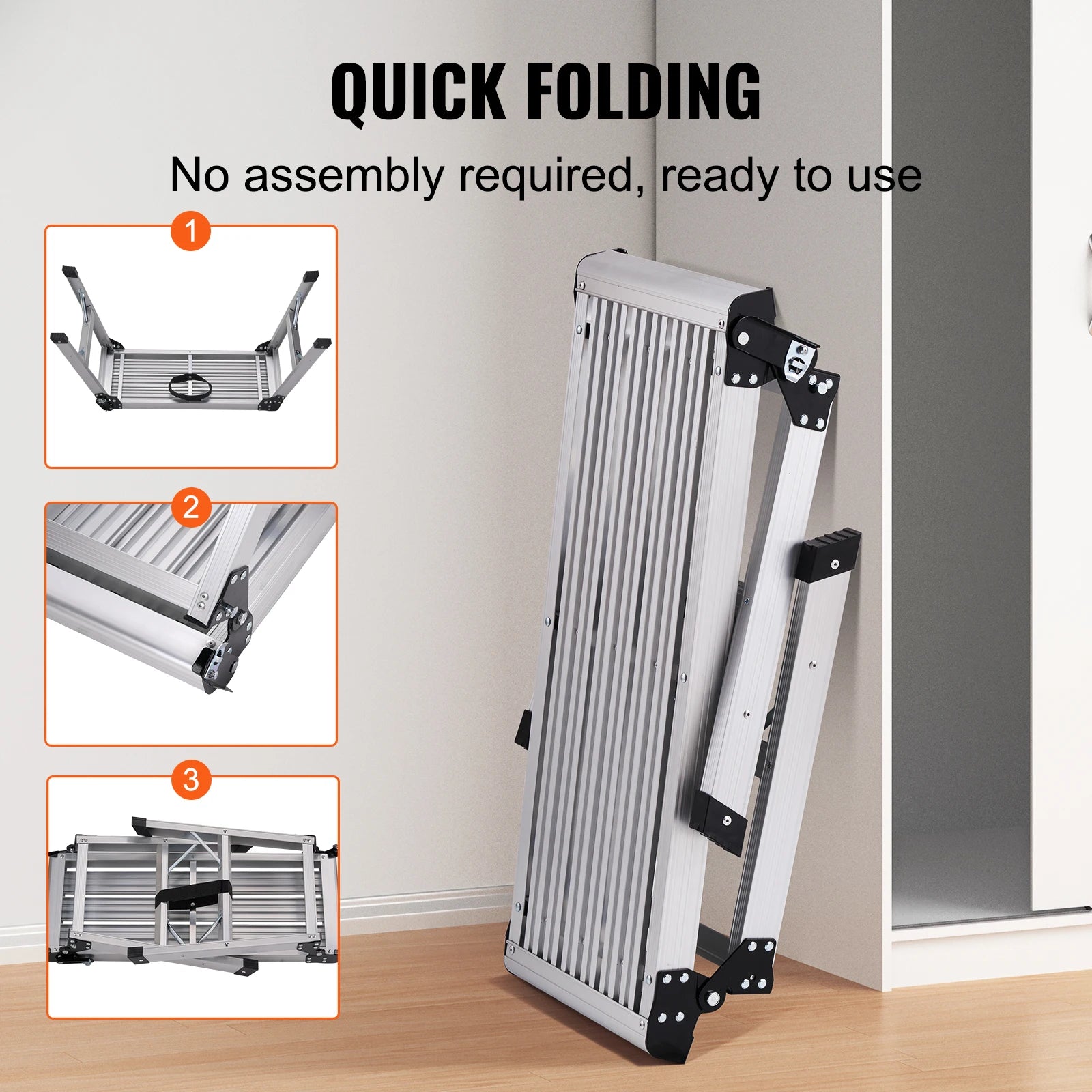 Folding Work Platform Ladder with Non-Slip Feet, 330–660 lbs Capacity