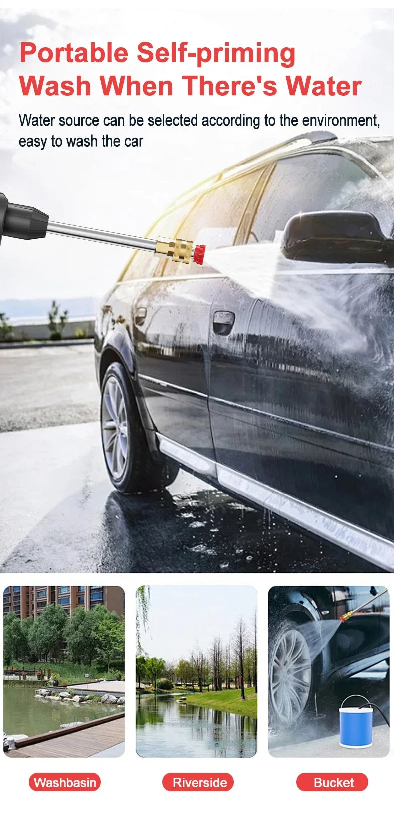Cordless 60Bar Electric Car Wash Gun with Foam Generator