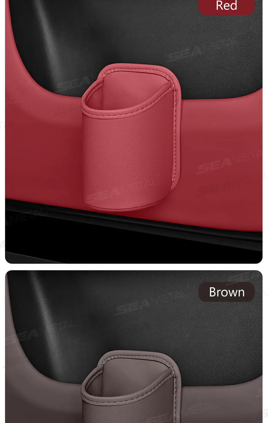 SEAMETAL Car Side Door Cup Holder Wear-Resistant Waterproof Pu Leather Drink Rack Stable Bottle Holder Universal Car Organizer