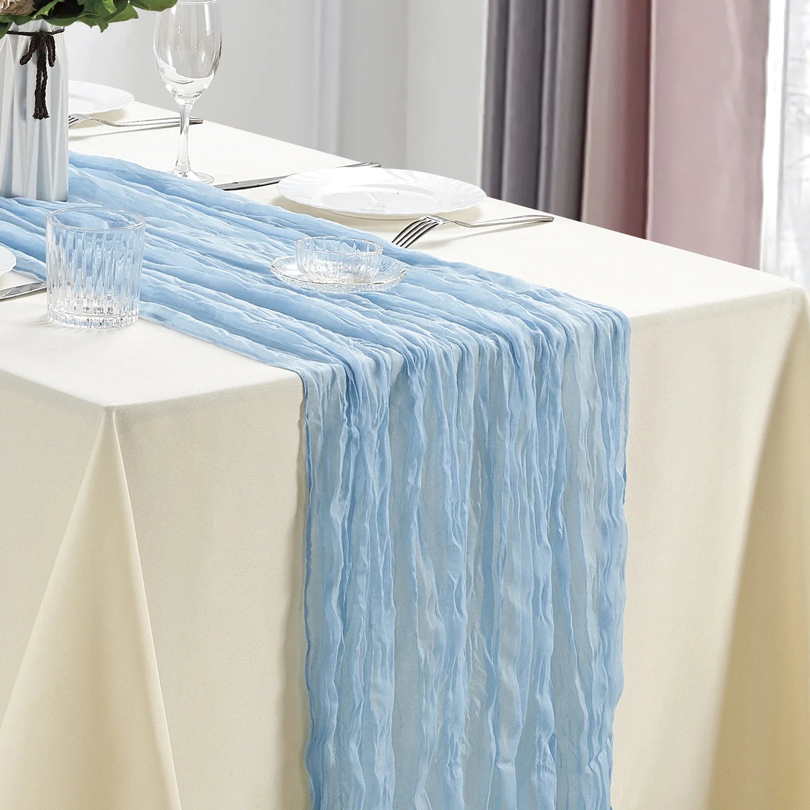 Boho Cheesecloth Table Runner – Semi‑Sheer Gauze Décor for Events