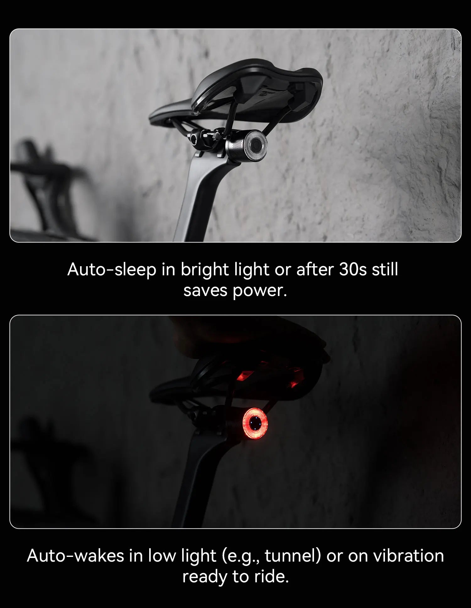 Luz trasera inteligente para bicicleta con sensor de freno e impermeabilidad IPX6