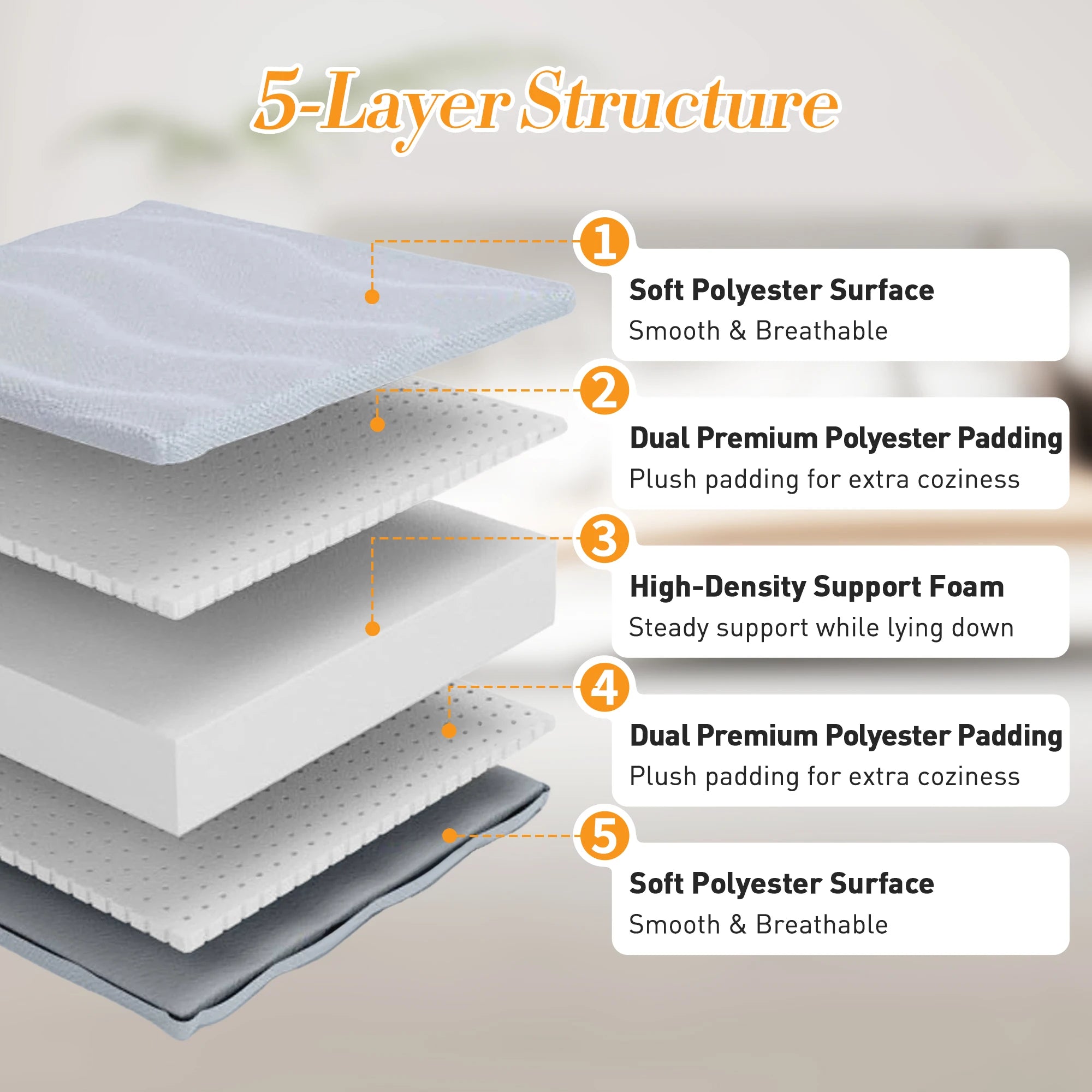 Foldable 4-Inch Mattress Topper Full Queen Soft Portable Bed