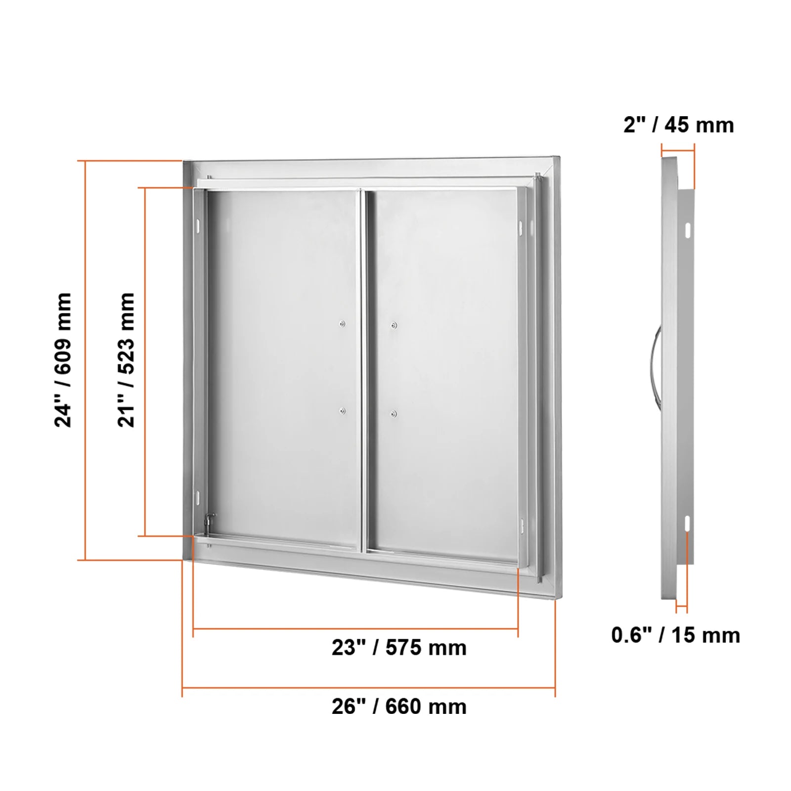 Stainless Steel BBQ Access Door Double Flush Mount Outdoor Cabinet Door