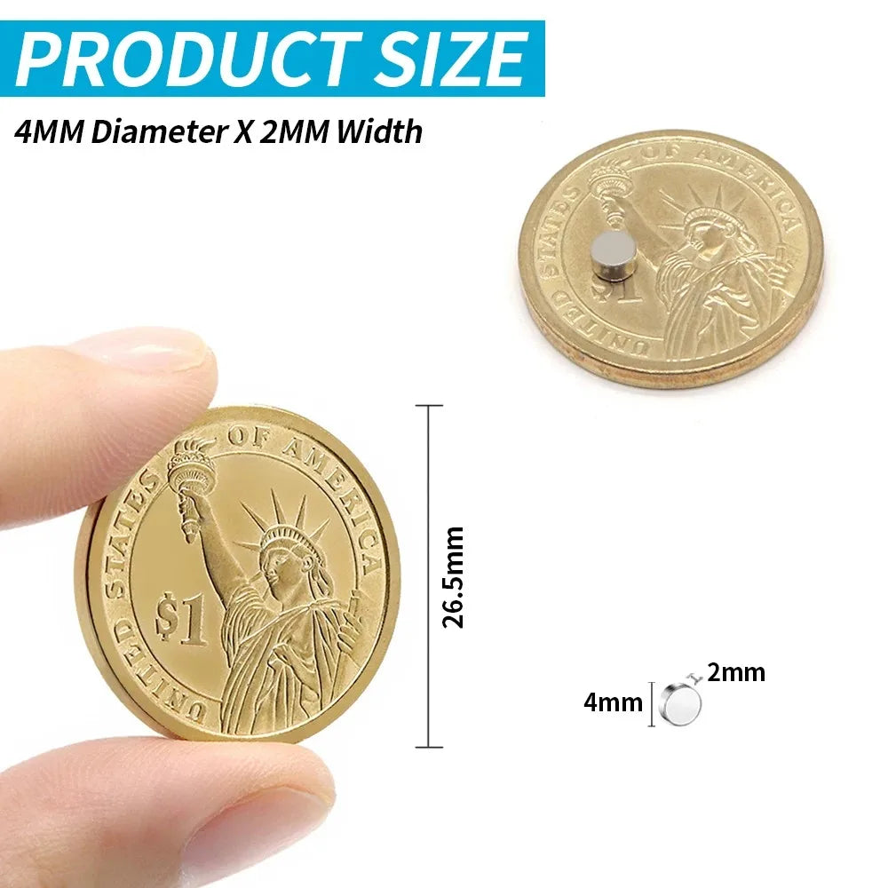 Round Craft Magnets, 4 × 2 mm, 120 Pieces