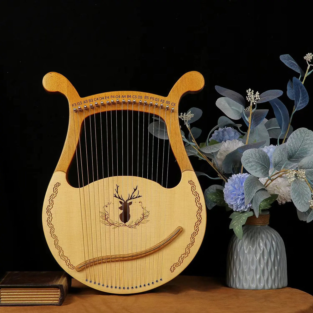 Mahogany Lyre Harp - String and Tuning Options