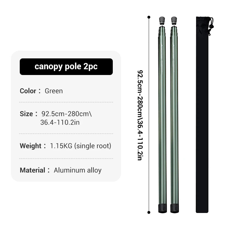 Adjustable Aluminum Tent Pole for Camping, Beach Shelters