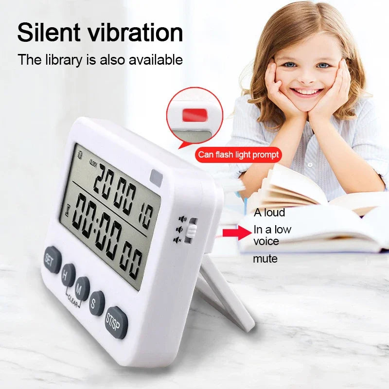 Dual Digital Kitchen Timer - Vibration Option