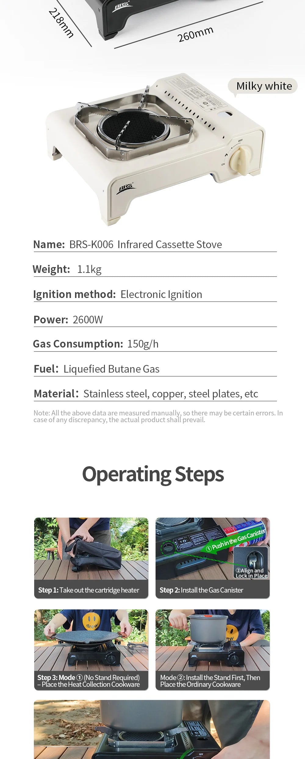 BRS 2600W Infrared Camping Gas Stove with Electronic Ignition