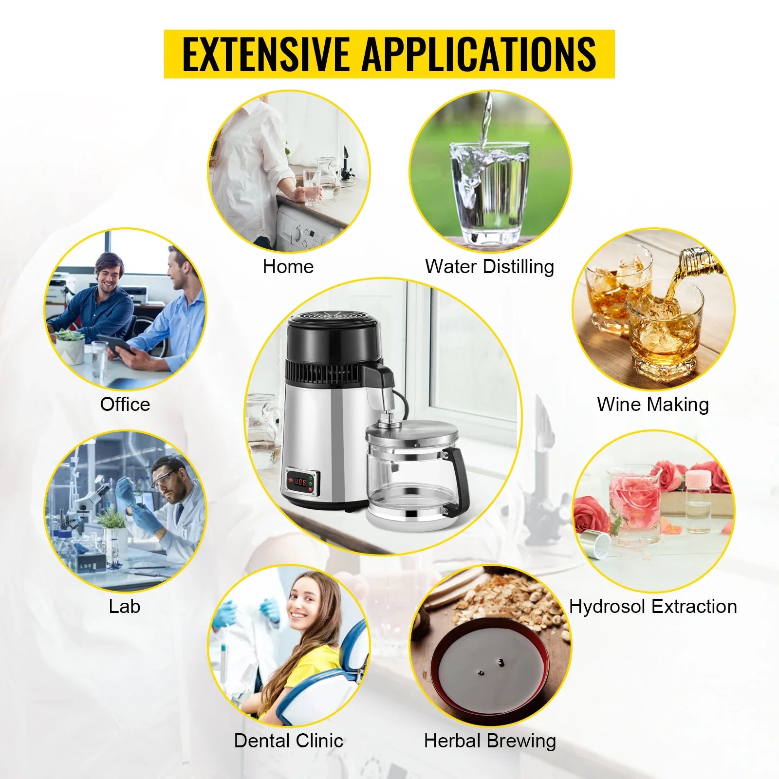 4L Water Distiller Machine 750W with Adjustable Temperature