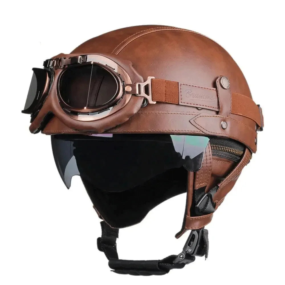 Retro Half Helmet with Visor Package Options